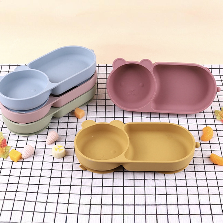 Baby Food Processor - 아기 실리콘 흡입 컵 그릇 귀여운