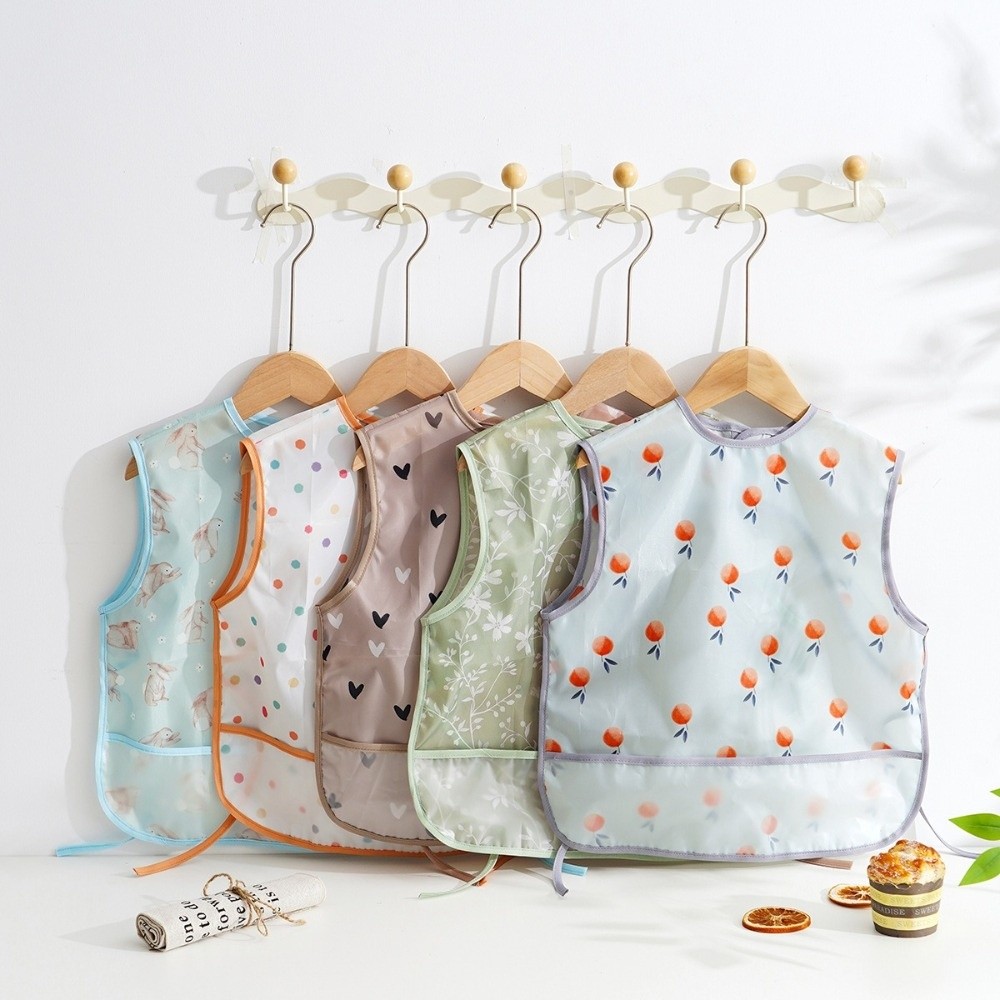 Baby Food Apron - 방수 아기 수유 턱받이 민소매 디자인