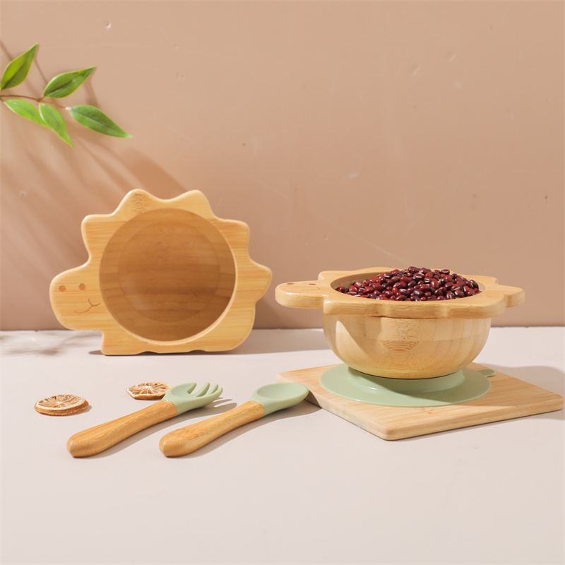 아기 나무 식기 세트 공룡 대나무 나무 접시 그릇 실리 - Baby Food Utensil 리뷰 및 가격