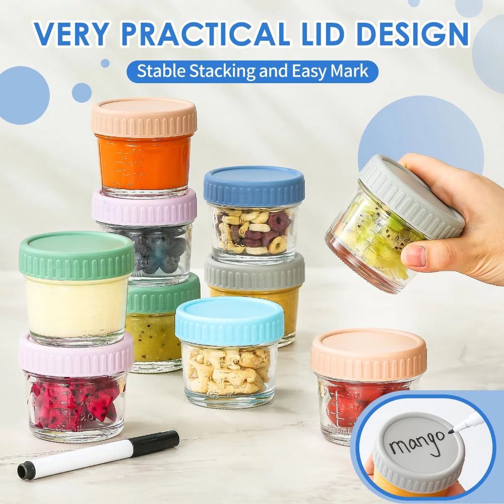 6개 메이슨 유리병 유아식 병 뚜껑 포함 재사용 가능  - Baby Food Containers Glass 리뷰 및 가격