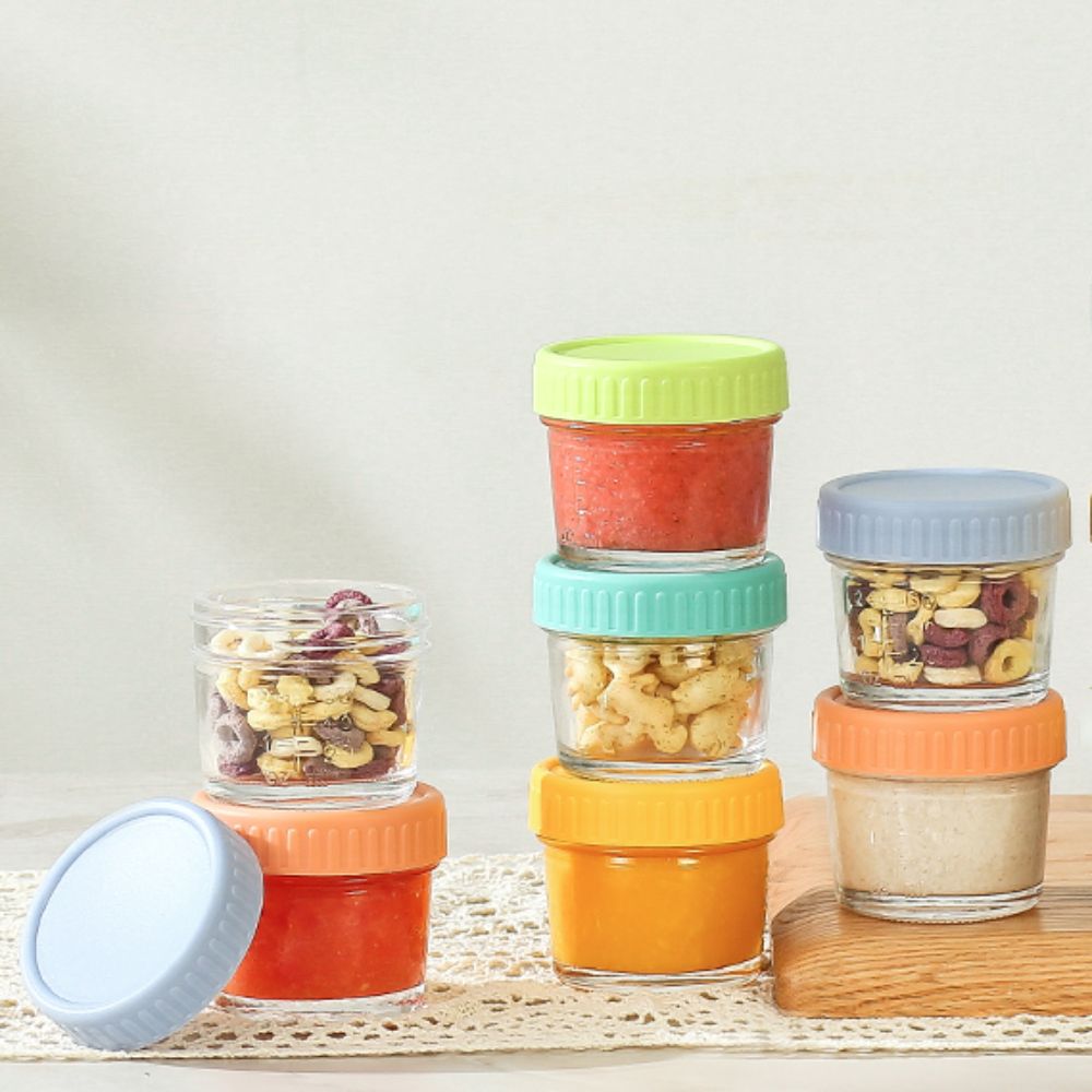 6개 메이슨 유리병 유아식 병 뚜껑 포함 재사용 가능  - Baby Food Containers Glass 리뷰 및 가격