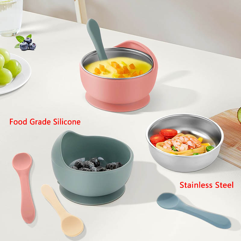 3Pcs 세트 숟가락으로 아기 먹이 그릇 스테인레스 스 - Baby Food Utensil 리뷰 및 가격